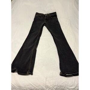 LEI Vintage Y2K Black Flare Jeans Mid Rise Wide Leg Denim Size 11 Faded Wash